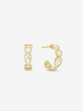 Melinda Maria Isla Huggie Hoops White Diamondette Gold Earrings NEW - FIRM✨️